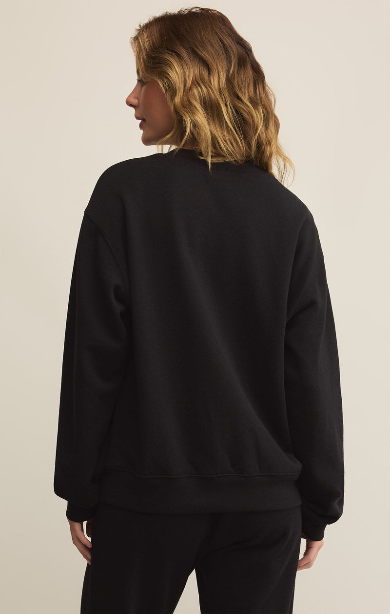 Z SUPPLY - CLASSIC BOYFRIEND FLEECE SWEATSHIRT BLACK