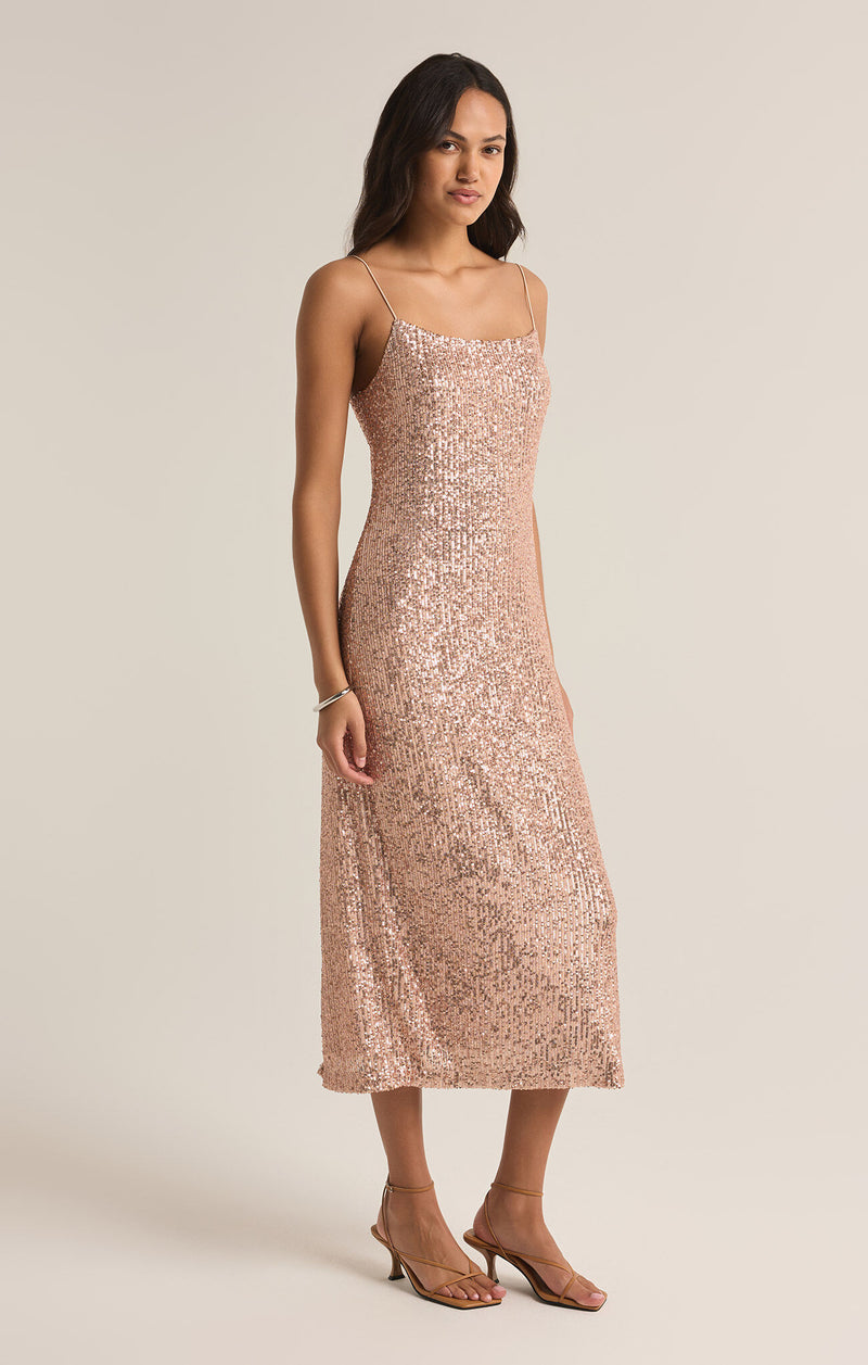 Z SUPPLY - PAULINA SEQUIN DRESS ROSE GOLD