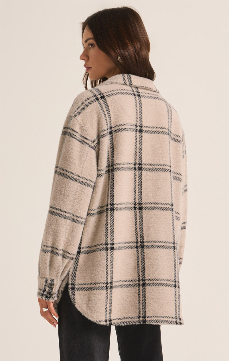 Z SUPPLY - PLAID TUCKER JACKET CRYSTAL GREY