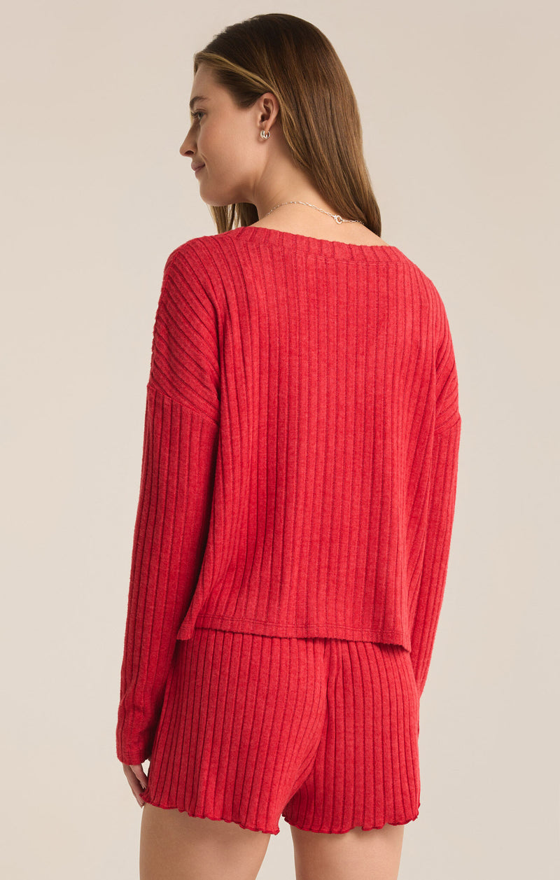 Z SUPPLY - MARA LONG SLEEVE CARDIGAN TOP HAUTE RED