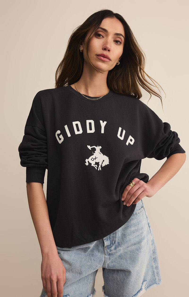 Z SUPPLY - GIDDY UP SUNDAY SWEATSHIRT BLACK SAND