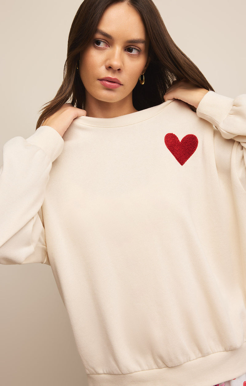 Z SUPPLY - OVERSIZED HEART SWEATSHIRT