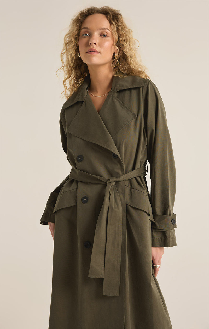 Z SUPPLY - DORIAN TRENCH COAT GRAPE LEAF