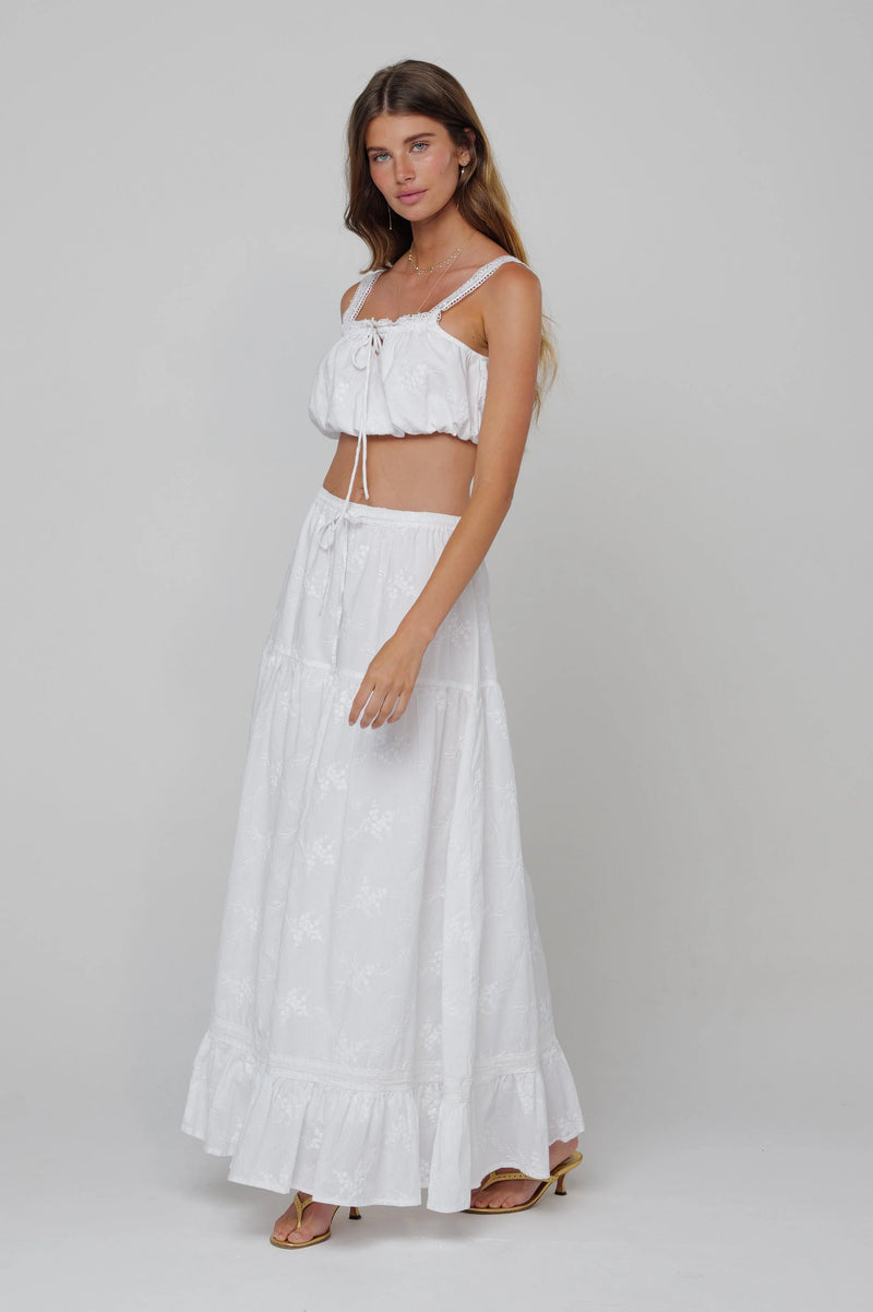 RESA - JACKSON SKIRT IN WHITE EMBROIDERED COTTON