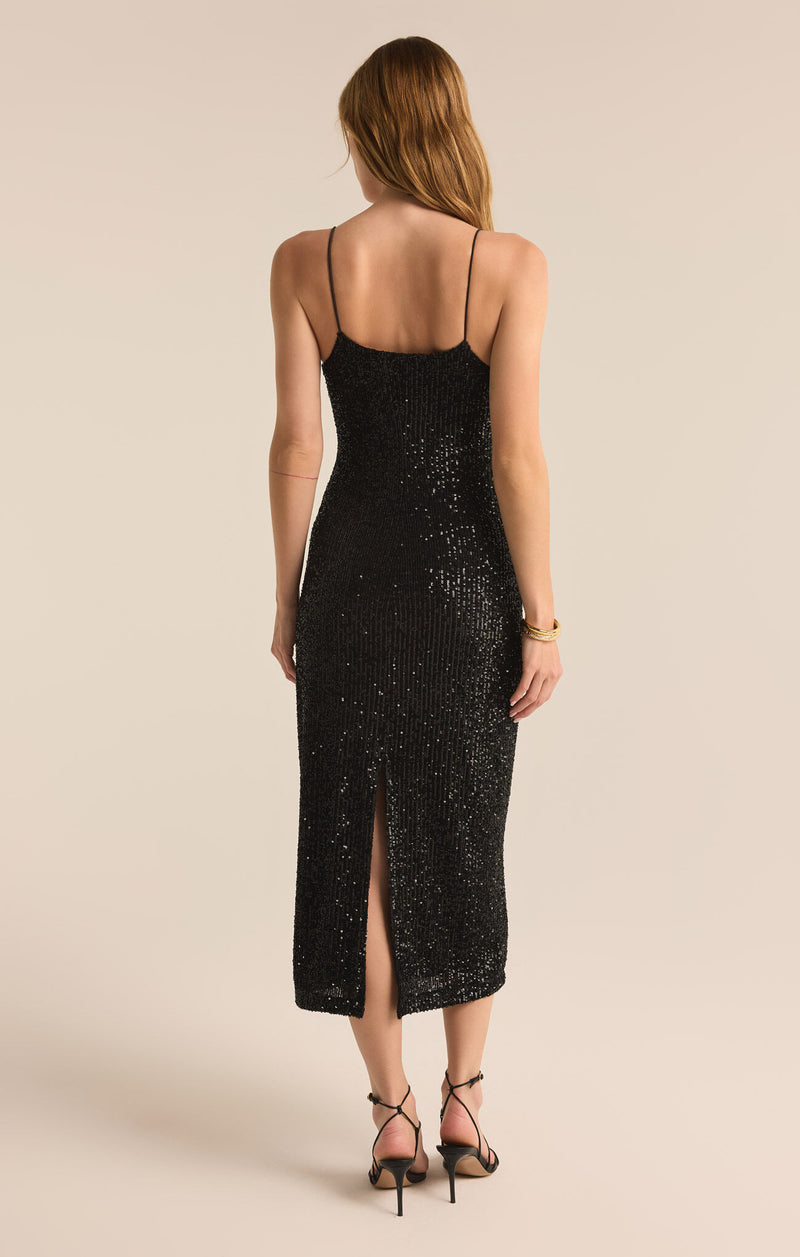 Z SUPPLY - PAULINA SEQUIN MIDI DRESS BLACK