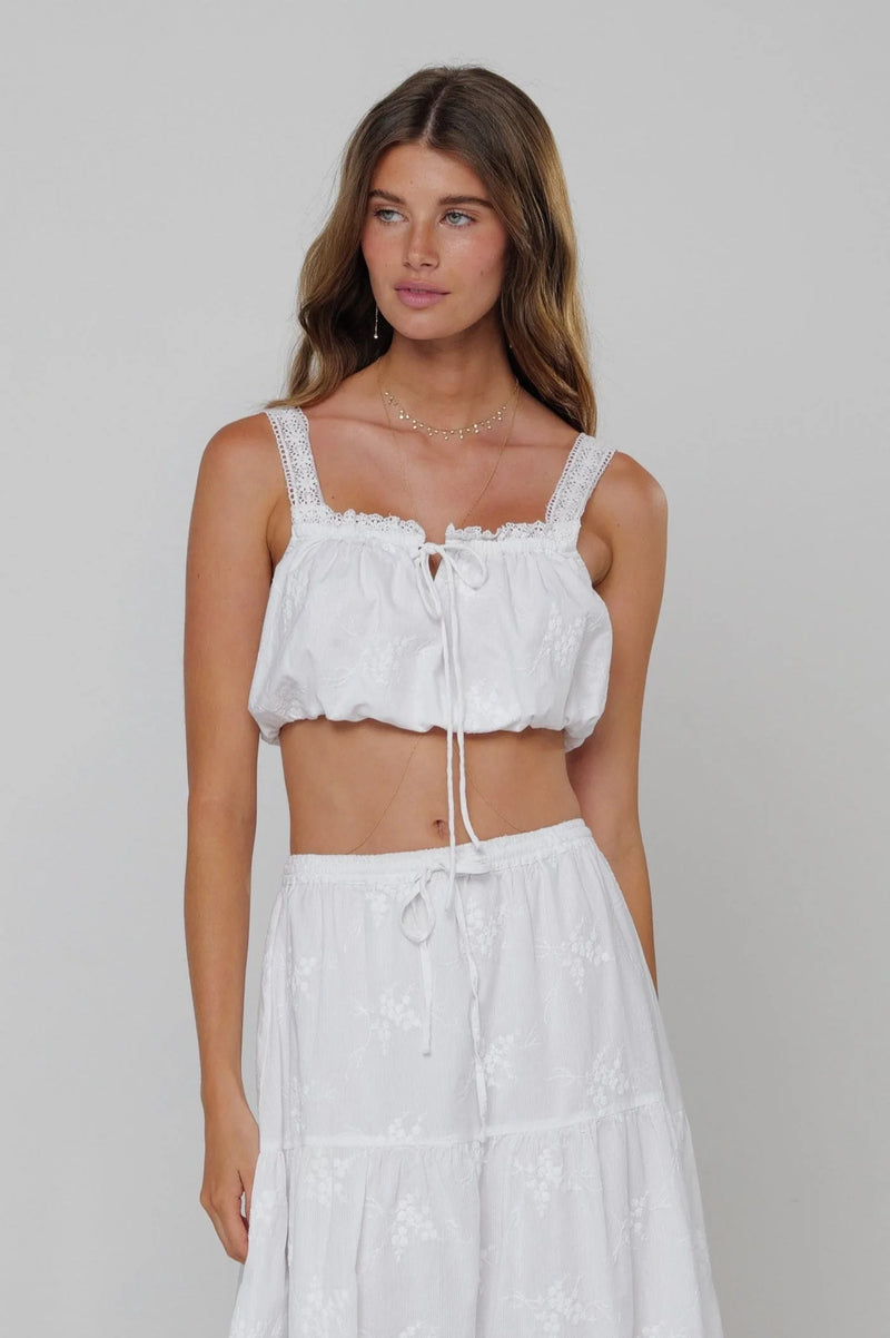 RESA - JO TOP WHITE EMBROIDERED COTTON