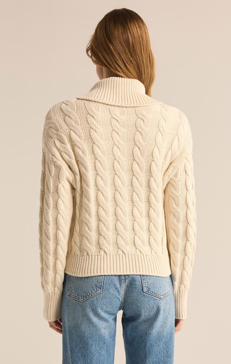 Z SUPPLY - HEMINGWAY CABLE KNIT CARDIGAN SEA SALT