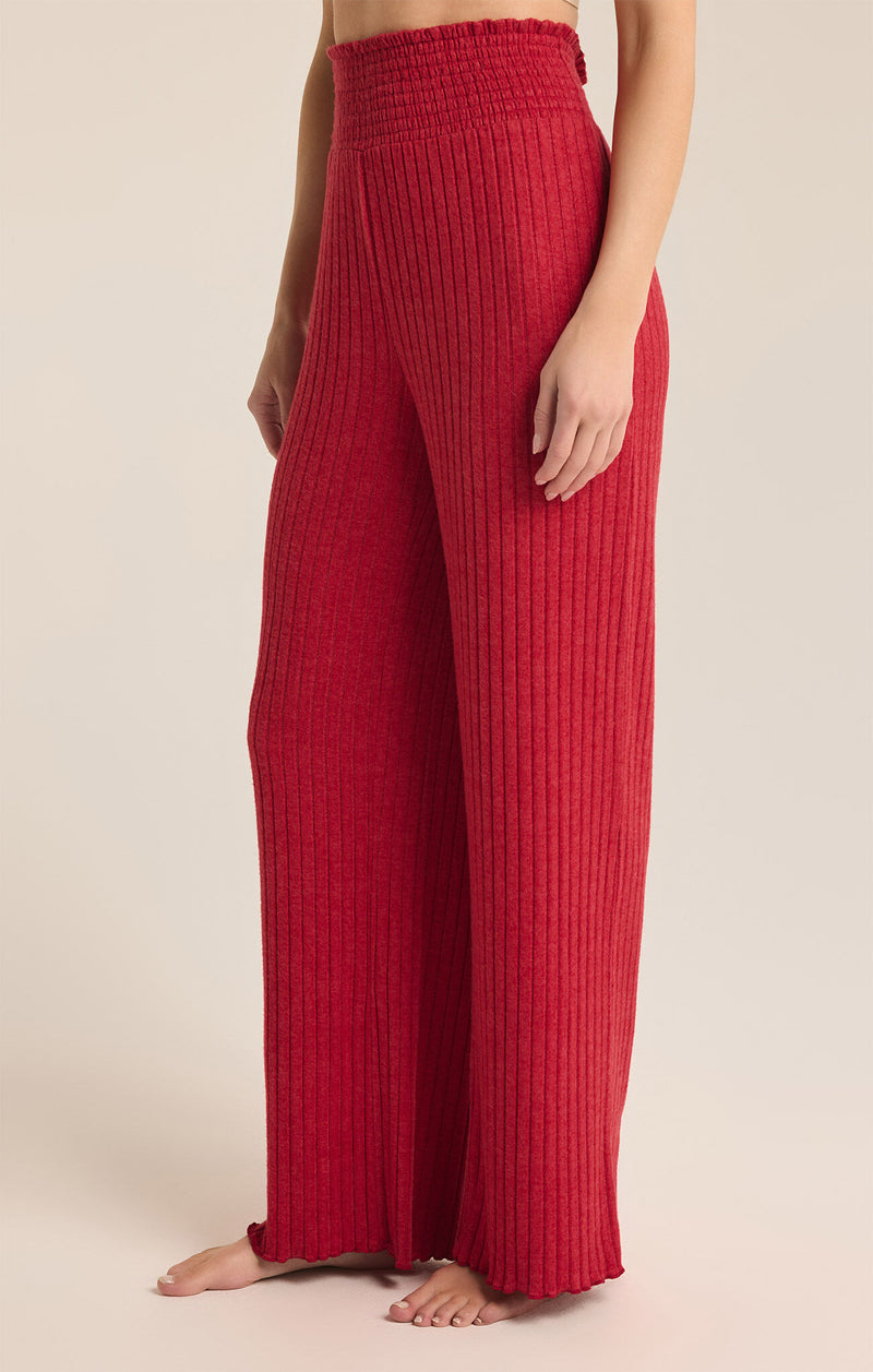 Z SUPPLY - DAWN SMOCKED RIB PANT HAUTE RED