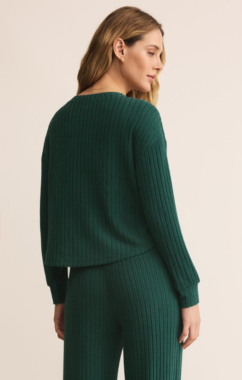 Z SUPPLY - ELFIE RIB LONG SLEEVE TOP MISTLETOE