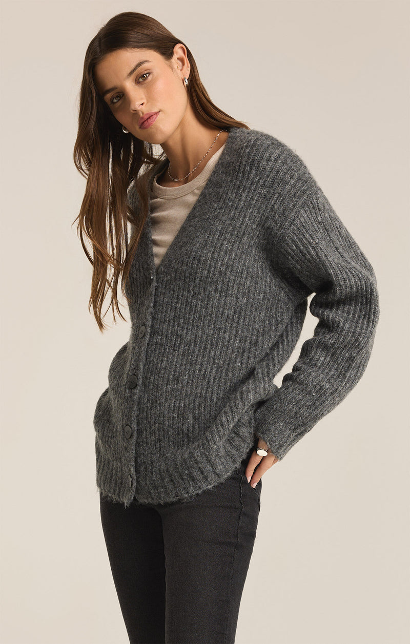 Z SUPPLY - JOSIE COZY CARDIGAN CHARCOAL HEATHER