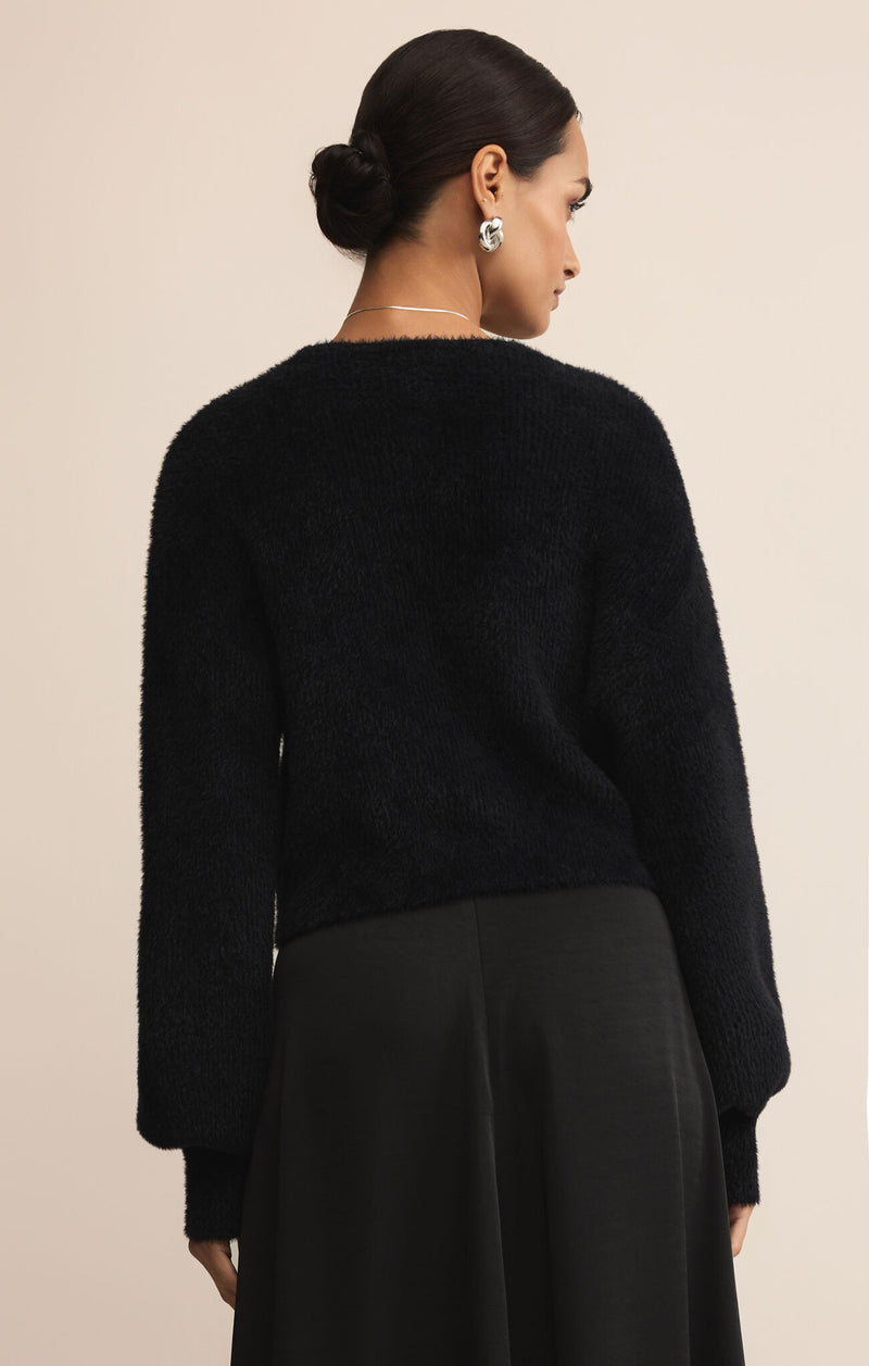Z SUPPLY - SADIRA FLUFFY CROP CARDIGAN BLACK