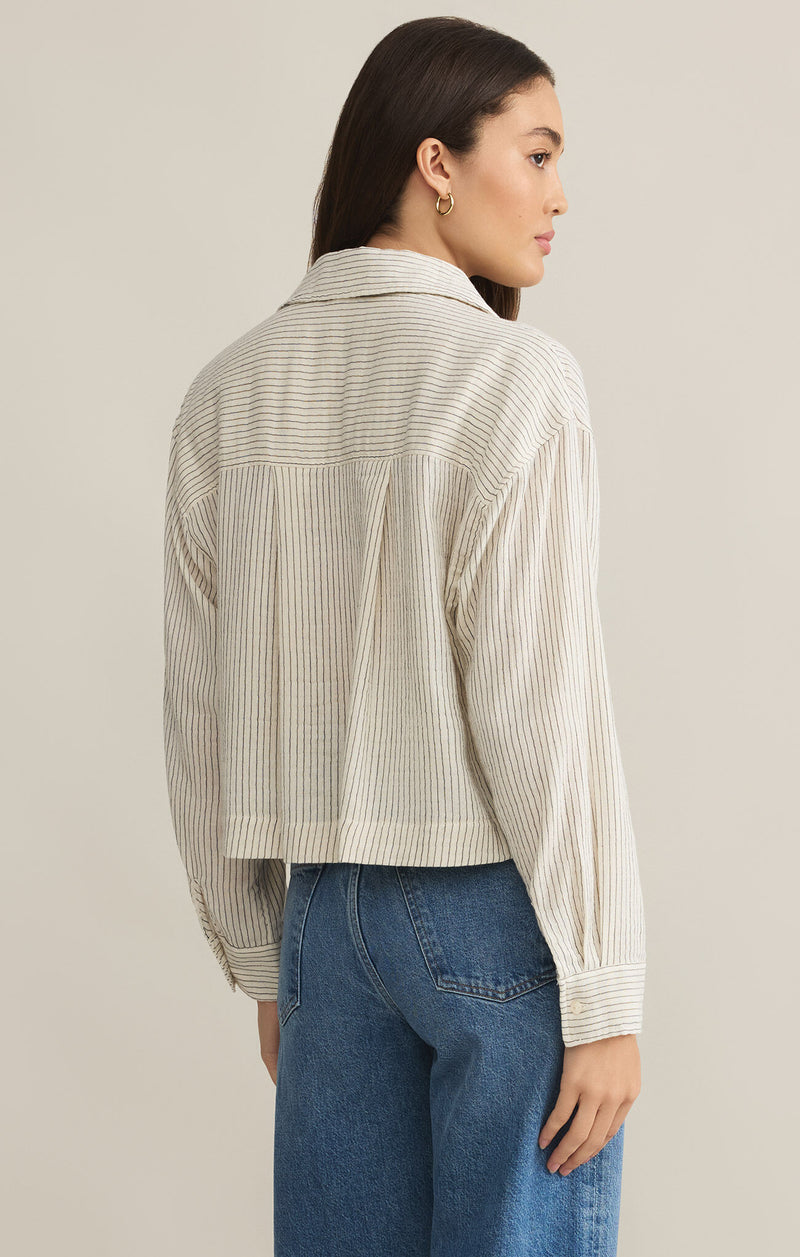 Z SUPPLY - DEL MAR COTTON GAUZE STRIPED SHIRT NATURAL