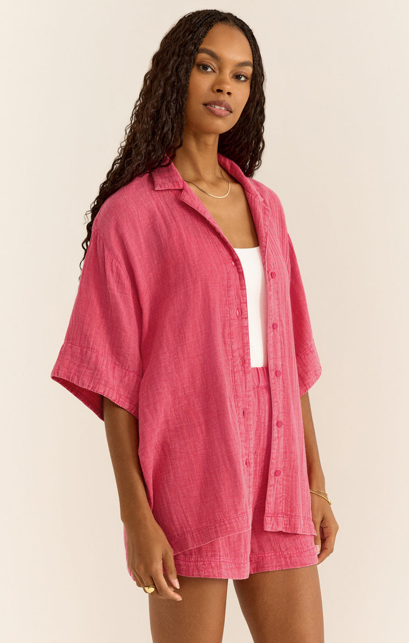 Z SUPPLY - WAVE BREAKER GAUZE SHIRT VERY BERRY