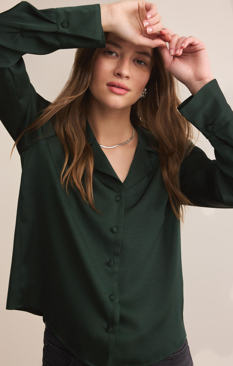 Z SUPPLY - ANA SATIN TOP GARLAND GREEN