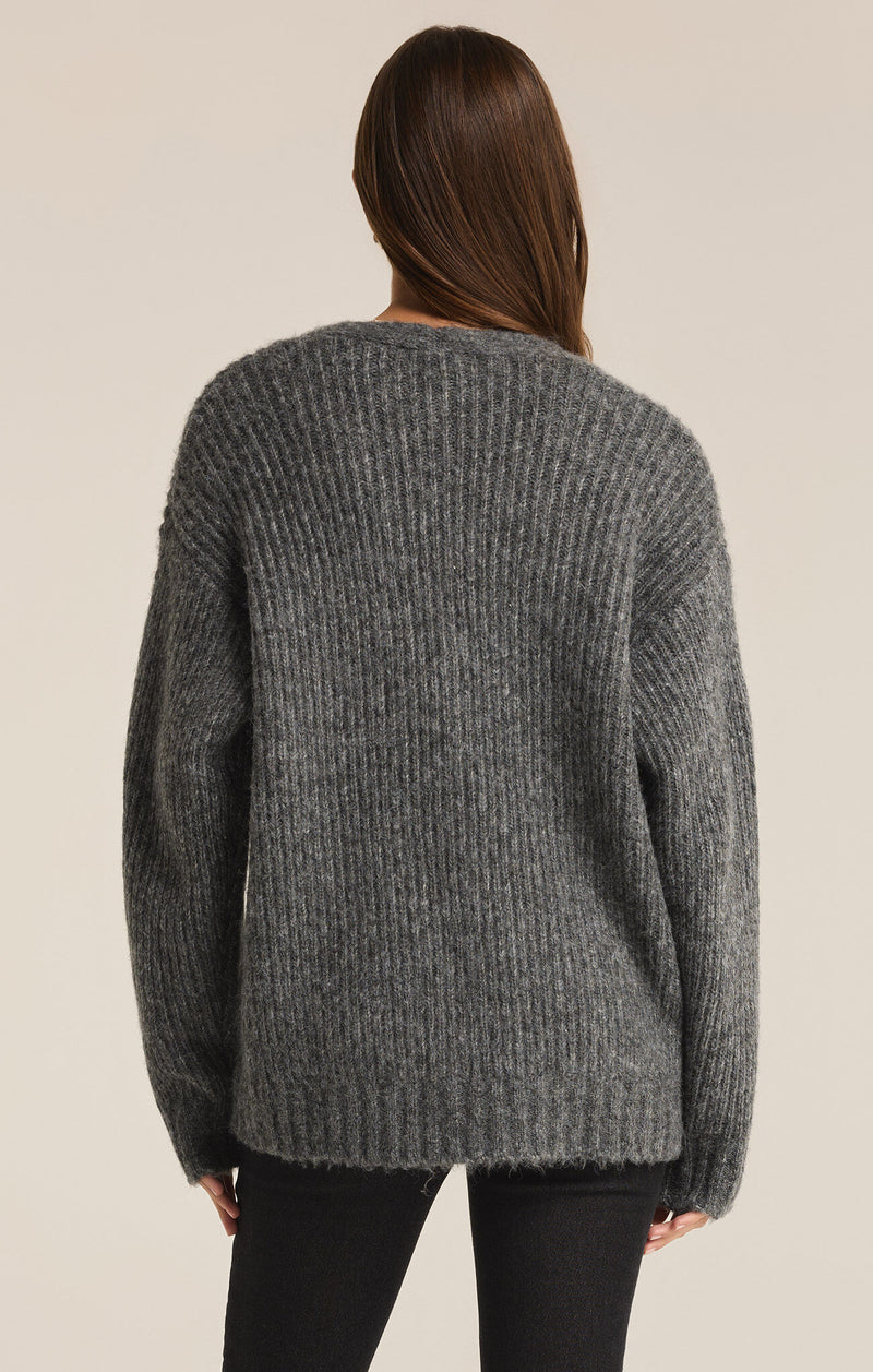 Z SUPPLY - JOSIE COZY CARDIGAN CHARCOAL HEATHER