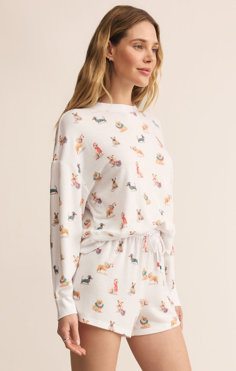 Z SUPPLY - COZY UP PUP LONG SLEEVE WHITE