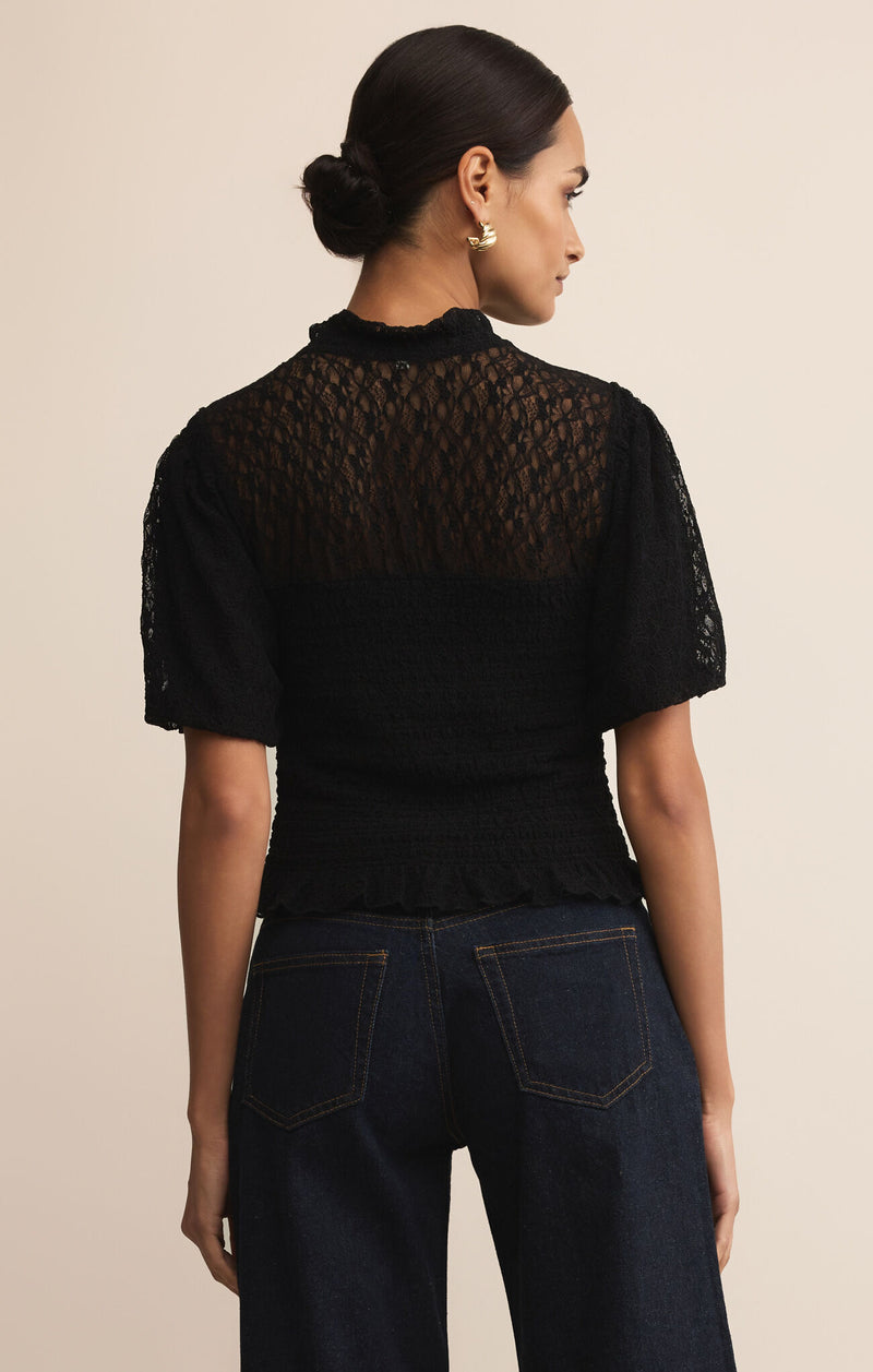 Z SUPPLY - GLIMPSE LACE TOP BLACK