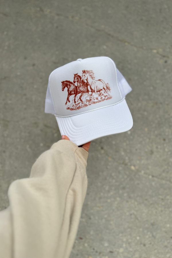 NFM - WILD HORSES TRUCKER HAT WHITE