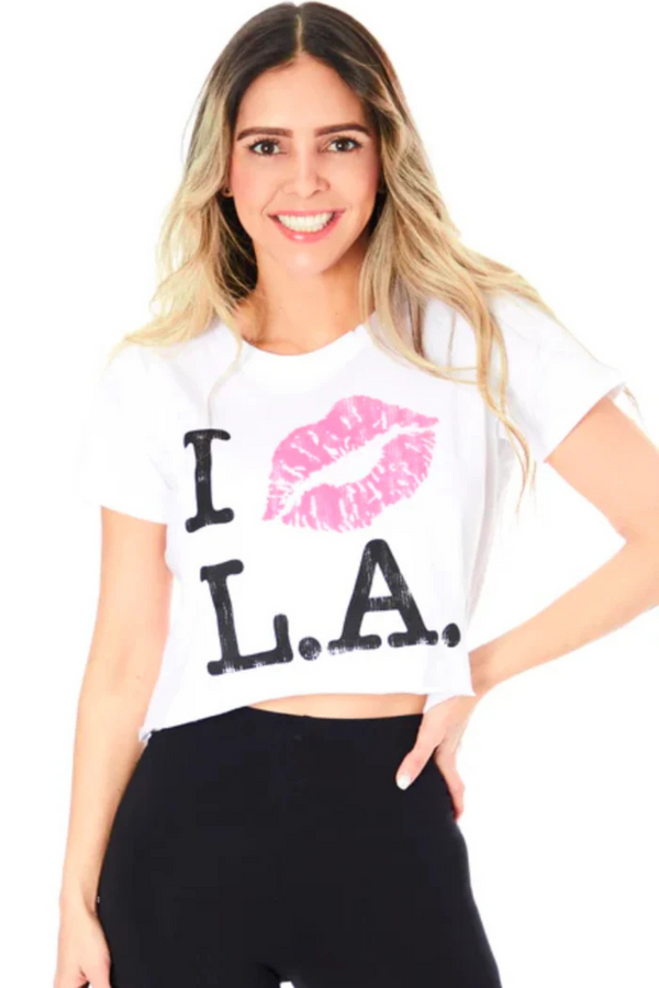 GP FEATHER - I KISS L.A. CROP TOP