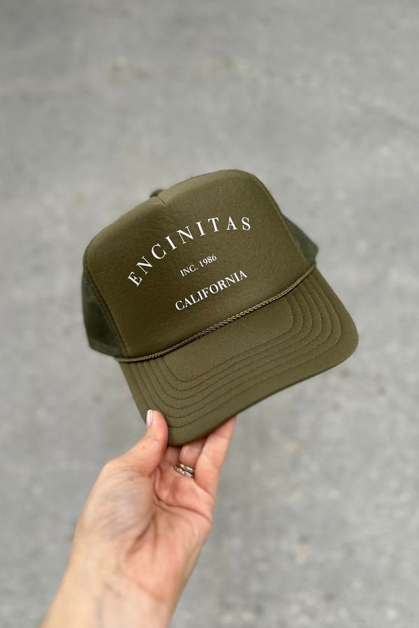 NFM - HOMETOWN TRUCKER HAT ENCINITAS OLIVE