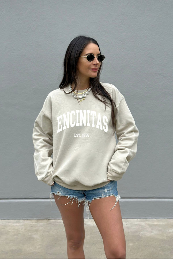 SWIRL SOCIETY - HOMETOWN ENCINITAS CREWNECK SAND WHITE