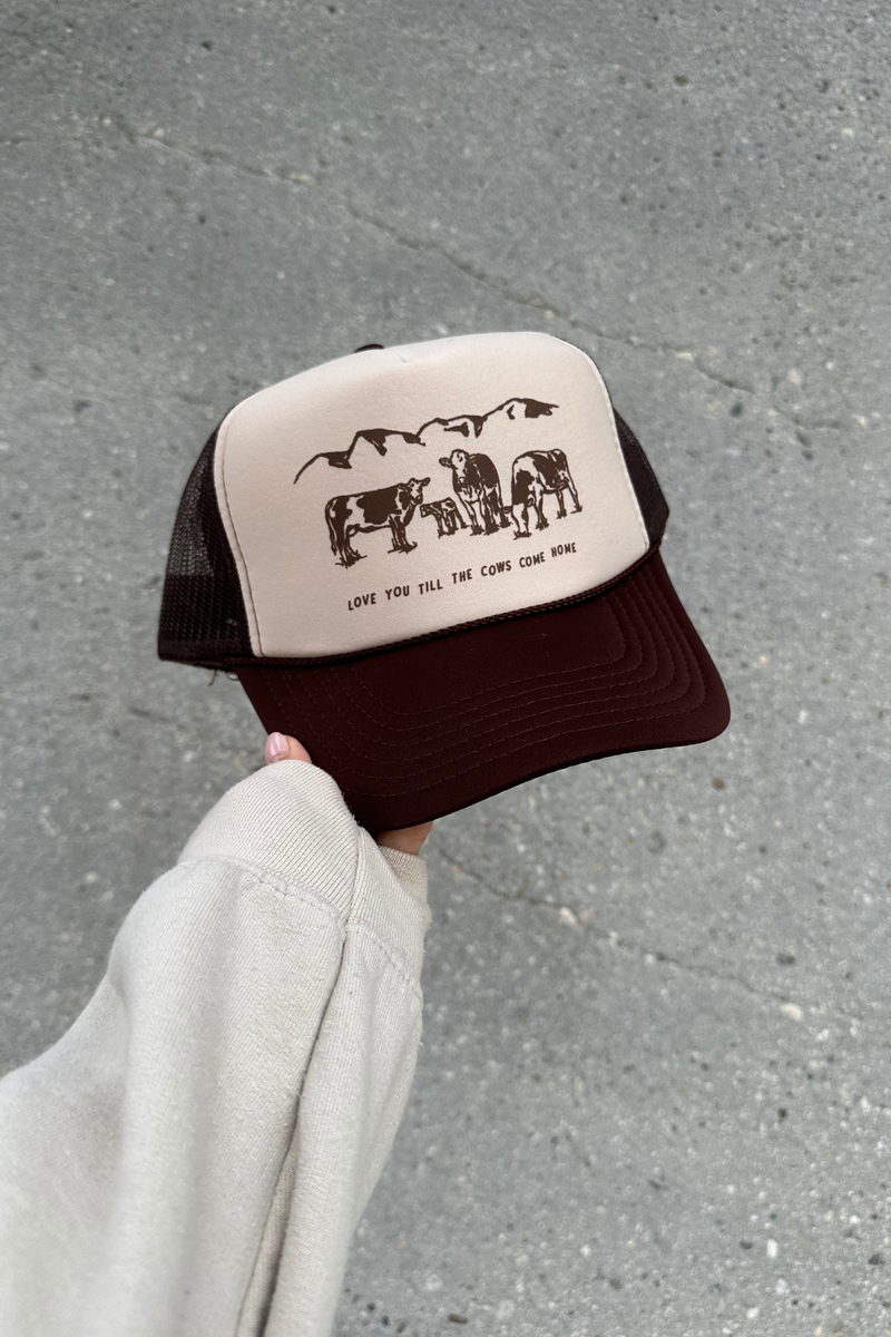 NFM - COWS COME HOME TRUCKER HAT ESPRESSO SAND