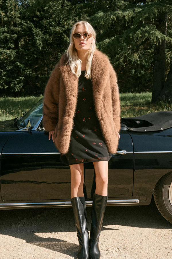 Z SUPPLY - LOGAN FAUX FUR COAT CARAMEL