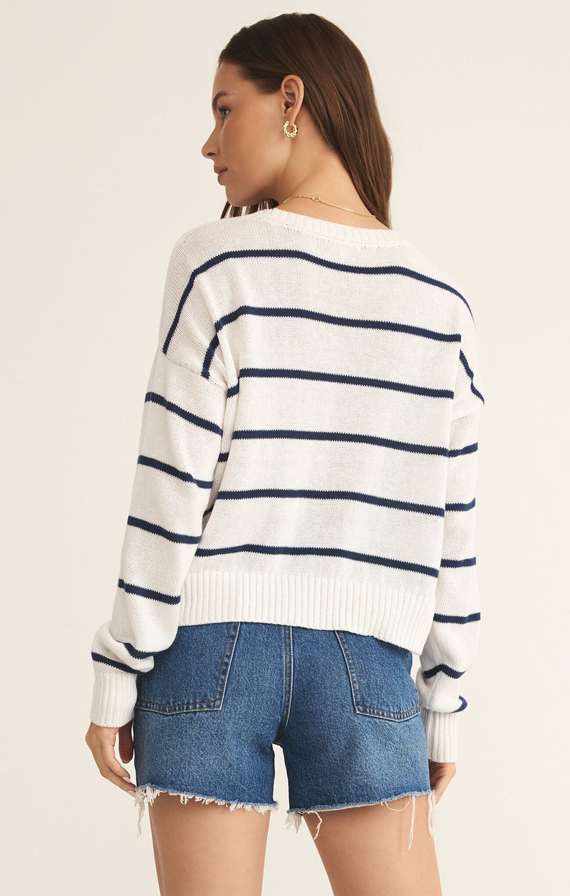 Z SUPPLY - ANCHORS AWAY STRIPE SWEATER WHITE