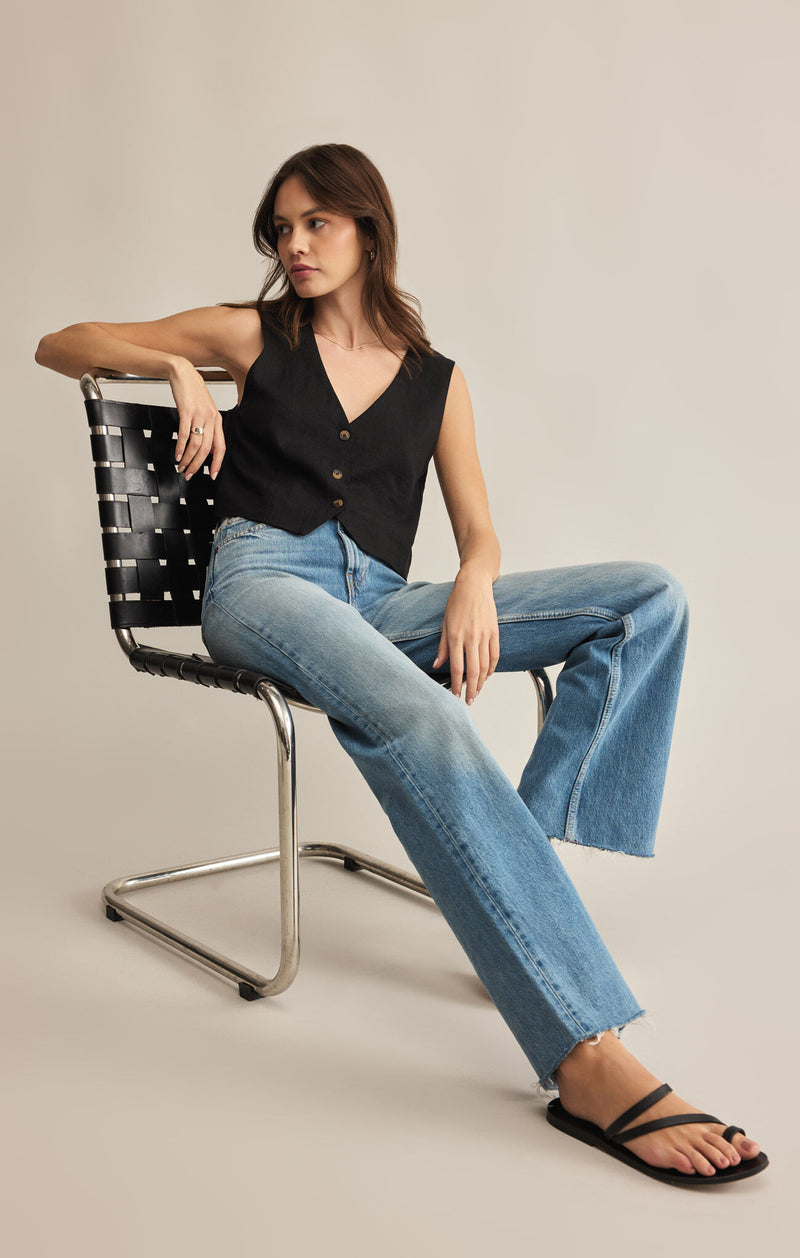 Z SUPPLY  MARTA LINEN VEST BLACK