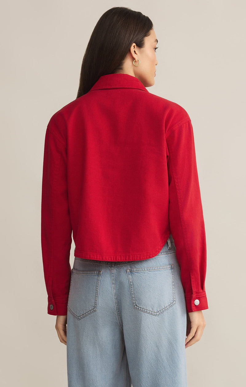 Z SUPPLY - ALL DAY CROPPED DENIM JACKET CHERRY