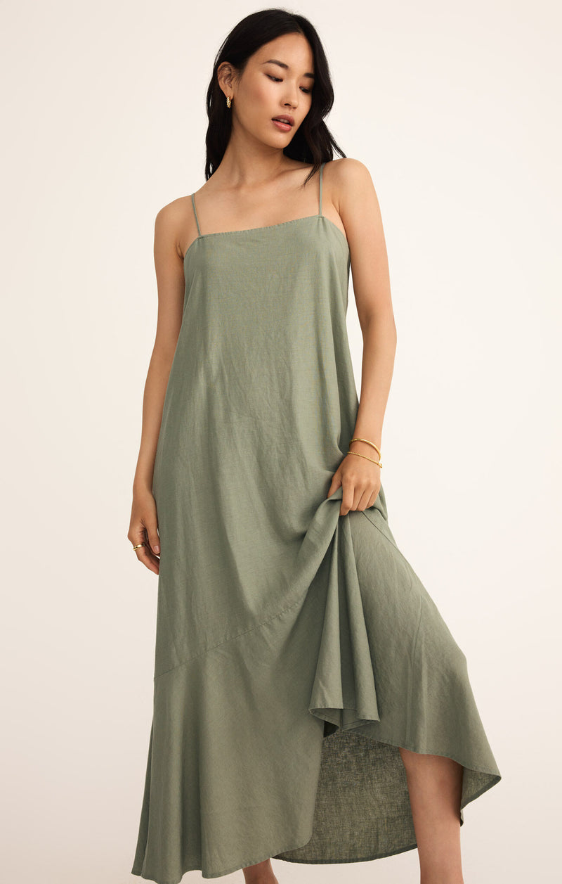 Z SUPPLY - COAST LINEN MAXI DRESS AVOCADO