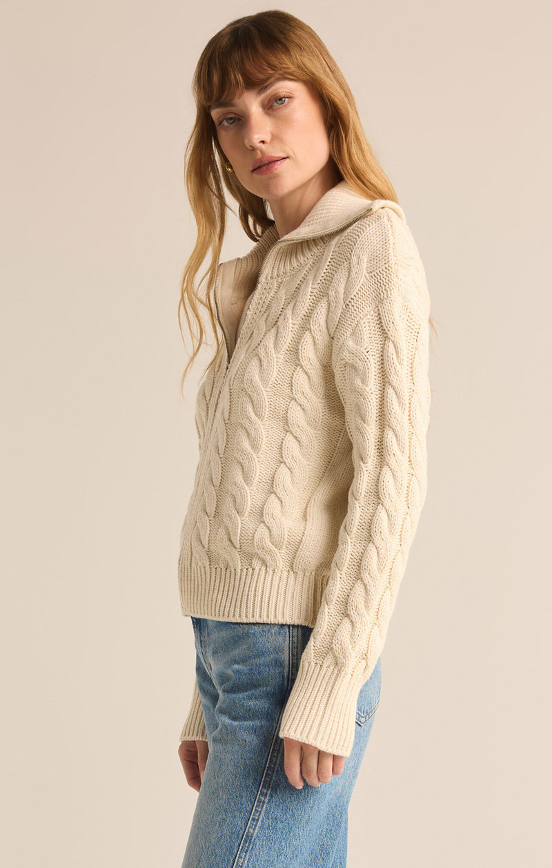 Z SUPPLY - HEMINGWAY CABLE KNIT CARDIGAN SEA SALT