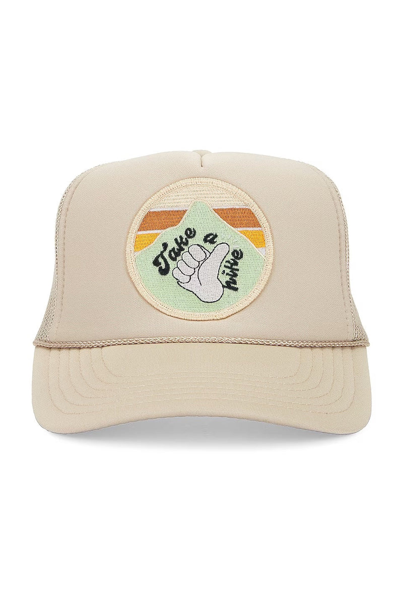 FRIDAY FEELIN - TAKE A HIKE TRUCKER HAT TAN