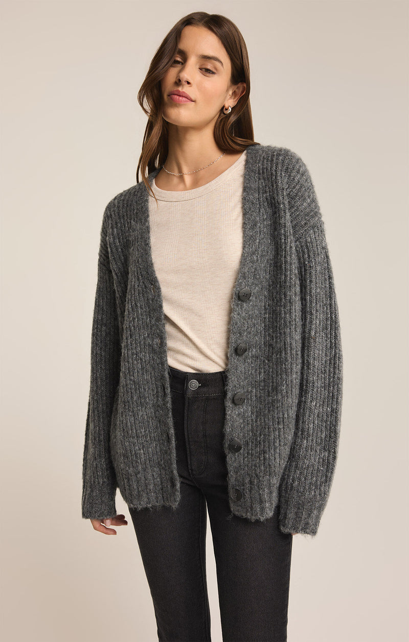 Z SUPPLY - JOSIE COZY CARDIGAN CHARCOAL HEATHER