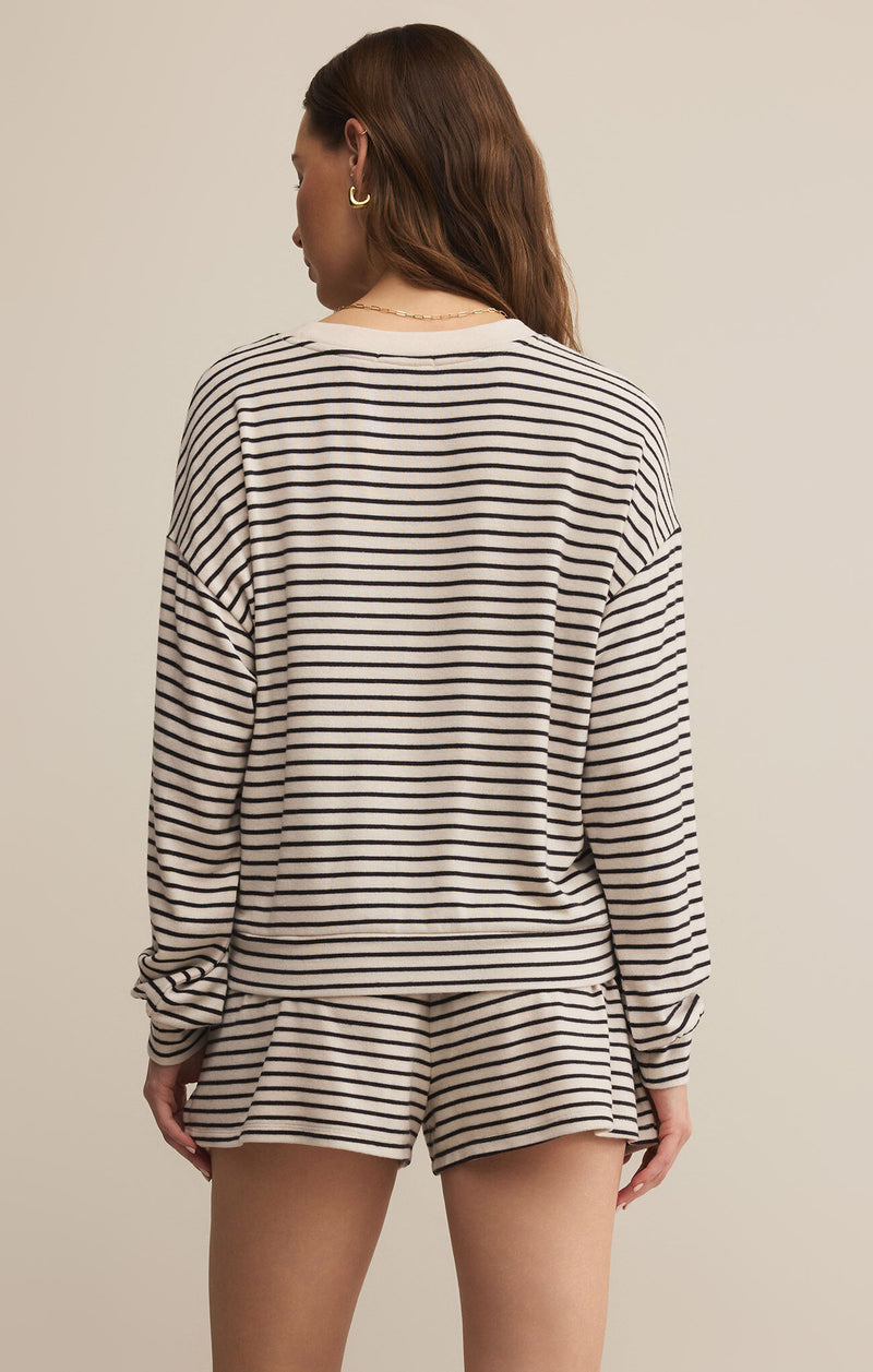 Z SUPPLY - LUXE STRIPE LONG SLEEVE TOP CRYSTAL