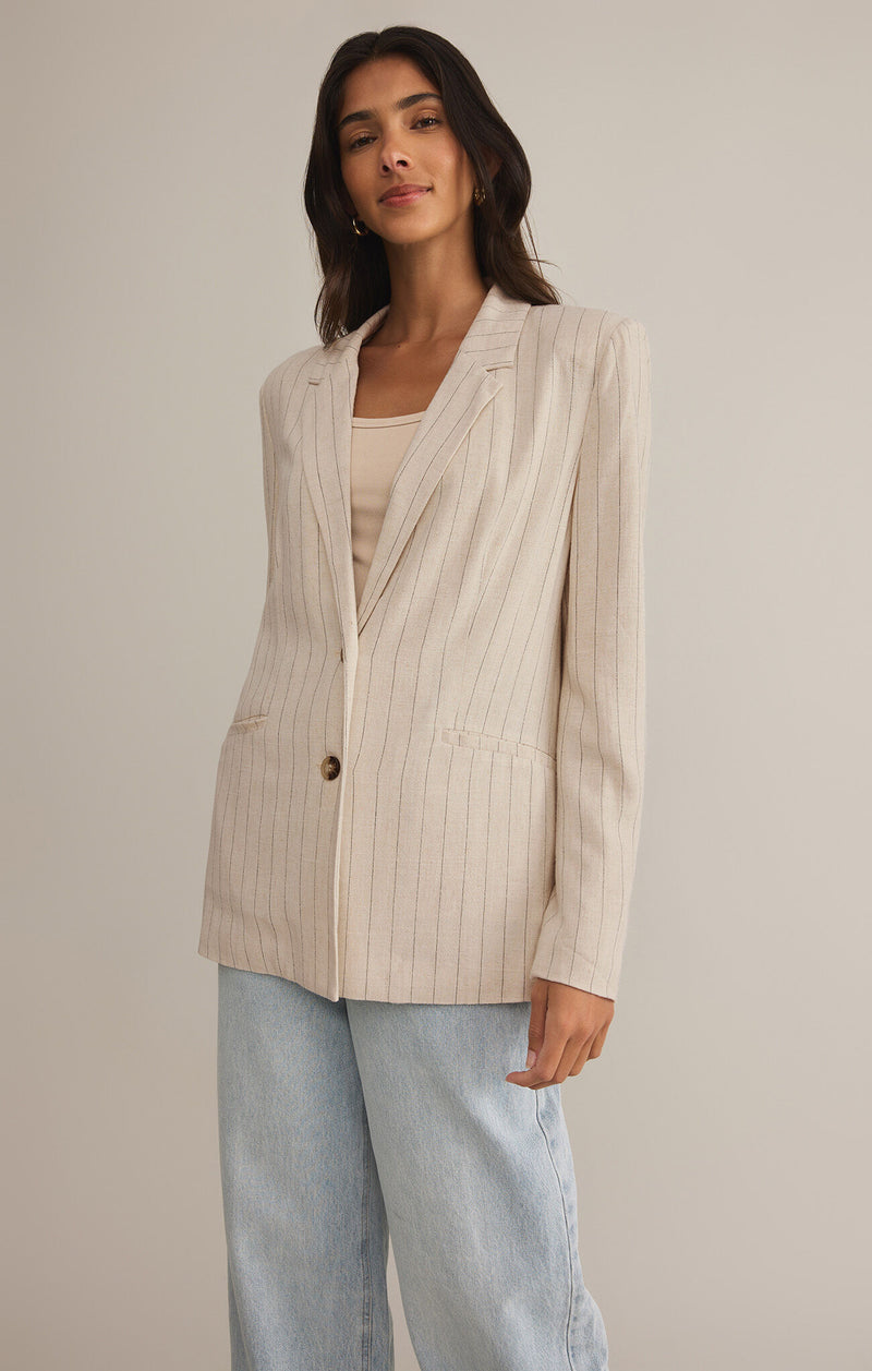 Z SUPPLY - LIVINGSTON PINSTRIPE BLAZER FLAX