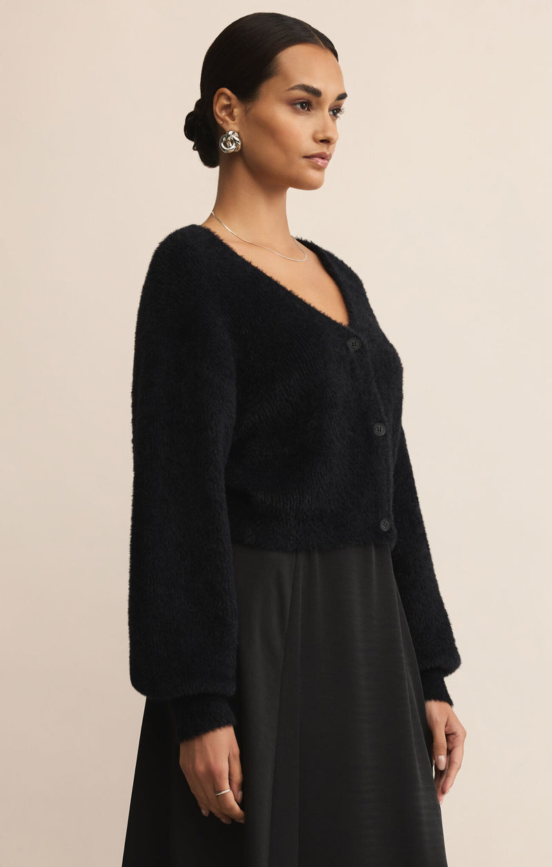 Z SUPPLY - SADIRA FLUFFY CROP CARDIGAN BLACK