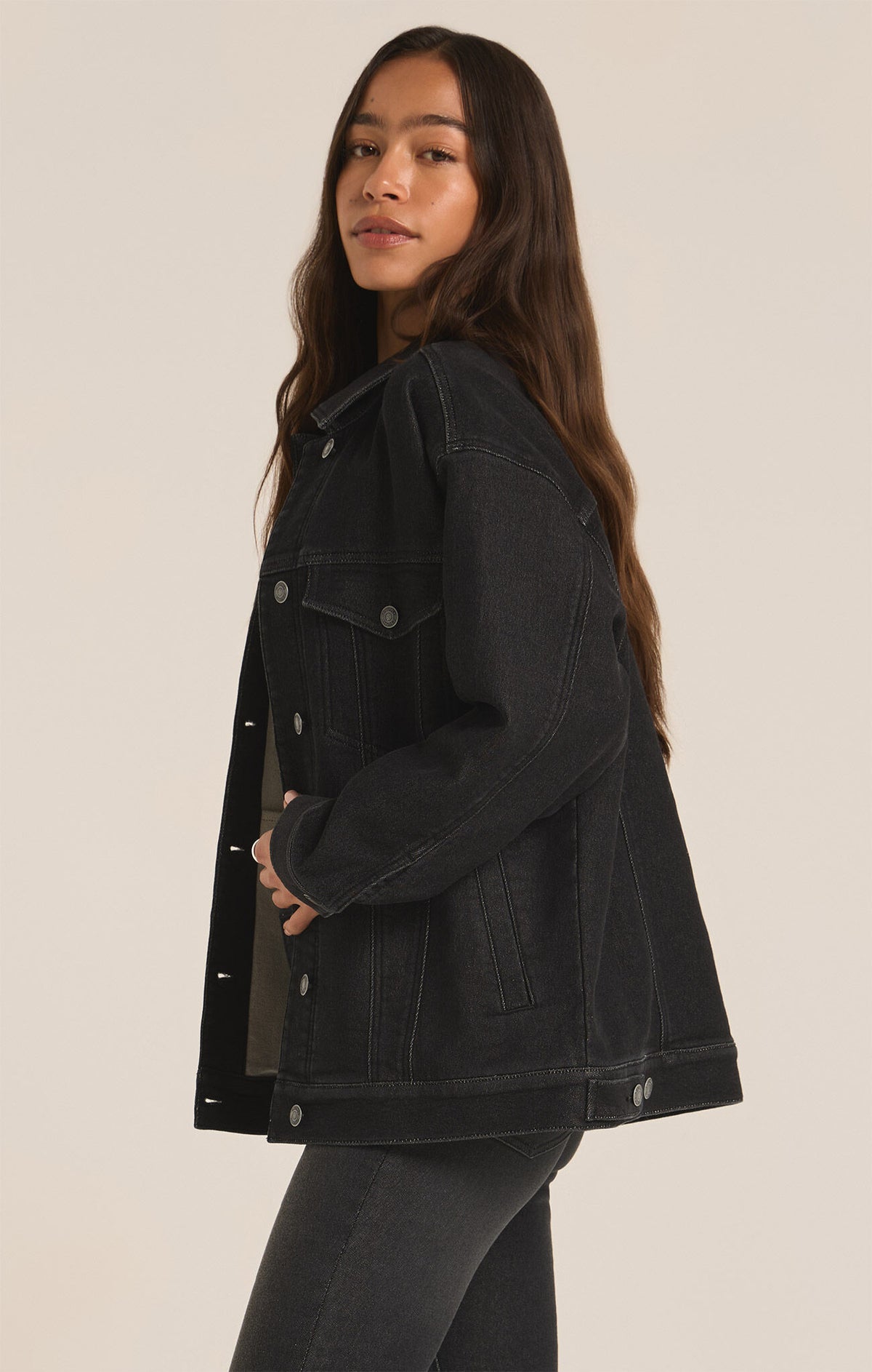 Z SUPPLY - MILES PERFECT KNIT DENIM JACKET BLACK SAND – swirlboutique