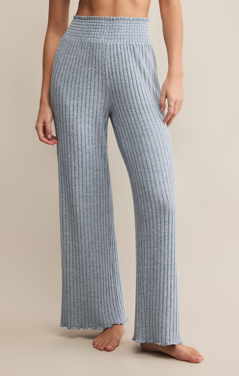 Z SUPPLY - DAWN SMOCKED RIB PANT LIGHT DENIM