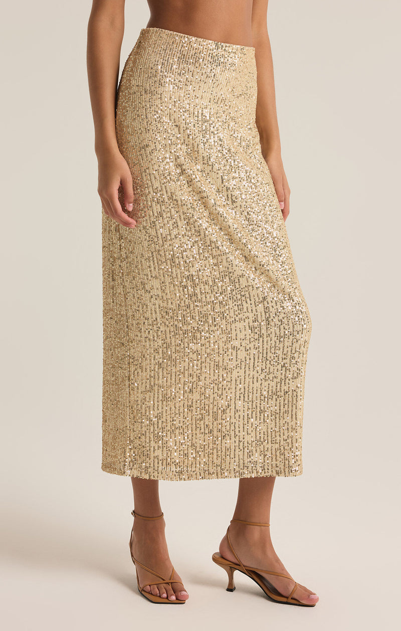 Z SUPPLY - SATURN SEQUIN MIDI SKIRT CHAMPAGNE