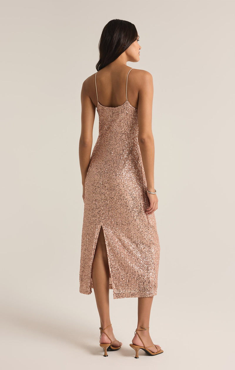 Z SUPPLY - PAULINA SEQUIN DRESS ROSE GOLD