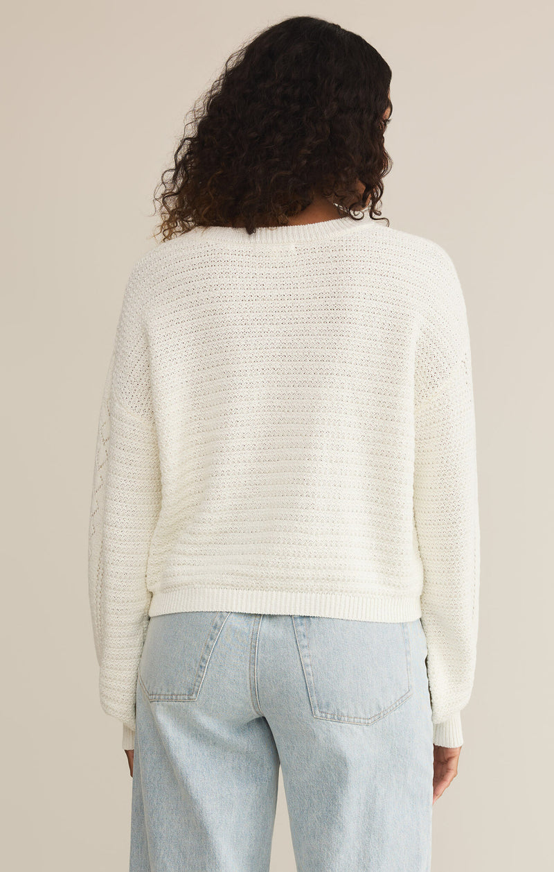 Z SUPPLY - WHITNEY CROCHET SWEATER WHITE