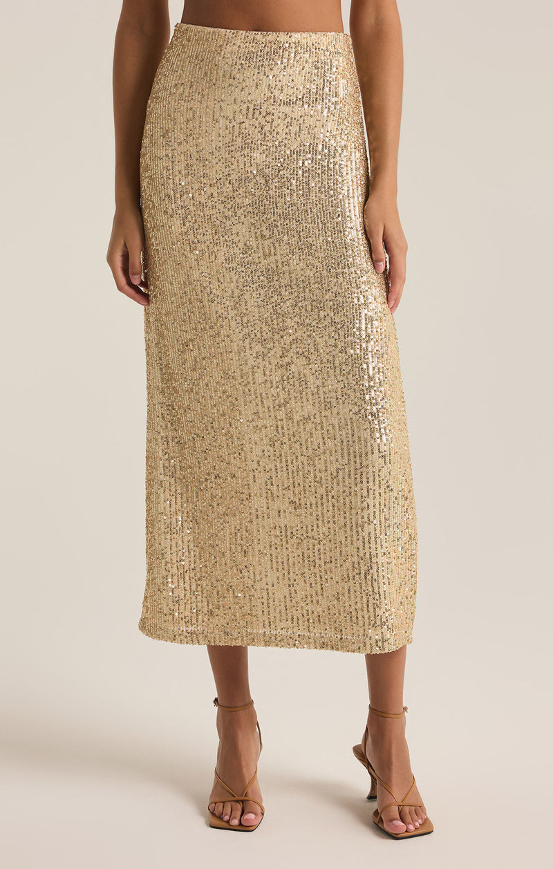 Z SUPPLY - SATURN SEQUIN MIDI SKIRT CHAMPAGNE