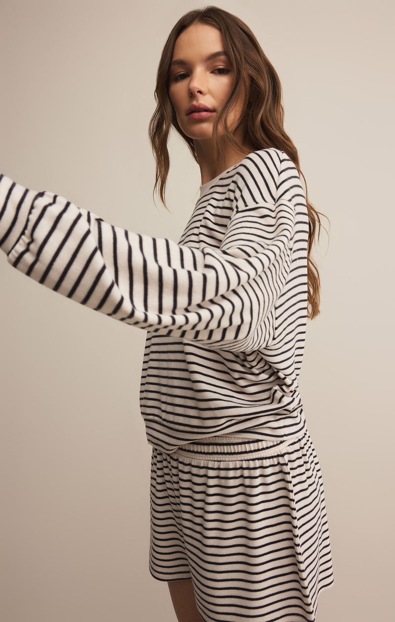 Z SUPPLY - LUXE STRIPE LONG SLEEVE TOP CRYSTAL
