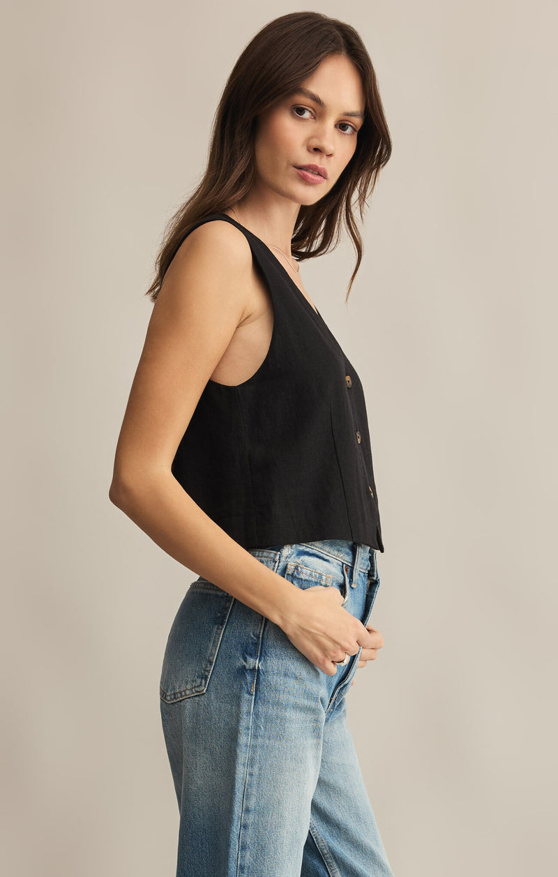 Z SUPPLY  MARTA LINEN VEST BLACK