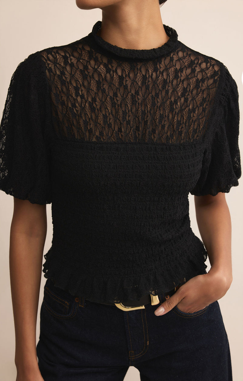 Z SUPPLY - GLIMPSE LACE TOP BLACK