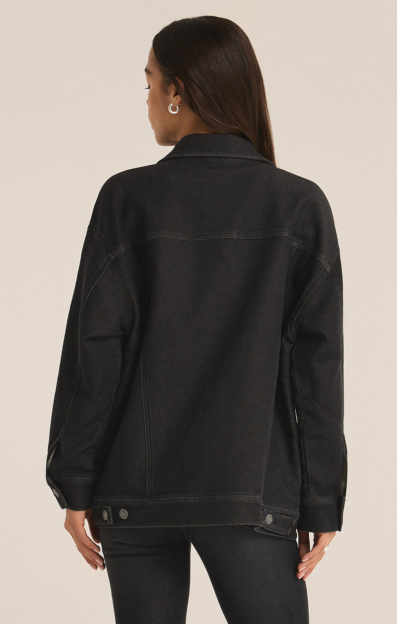 Z SUPPLY - MILES PERFECT KNIT DENIM JACKET BLACK SAND