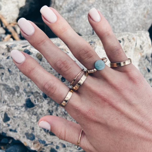 MAC & RY JEWELRY - BEADED AMAZONITE COIN RING