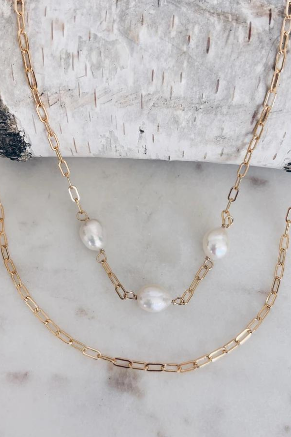 MAC & RY JEWELRY - LAYERED BAROQUE PEARL NECKLACE