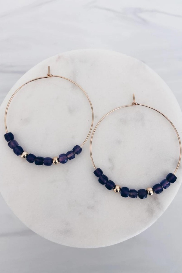 MAC & RY JEWELRY - SQUARE GEMSTONE HOOPS